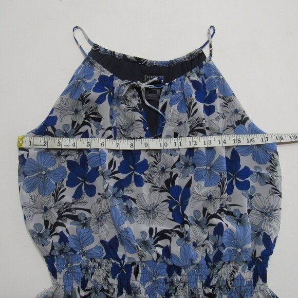 Enfocus Studio Blue/Black Floral Spaghetti Straps Sleeveless Fit Flare Dress - Picture 5 of 7